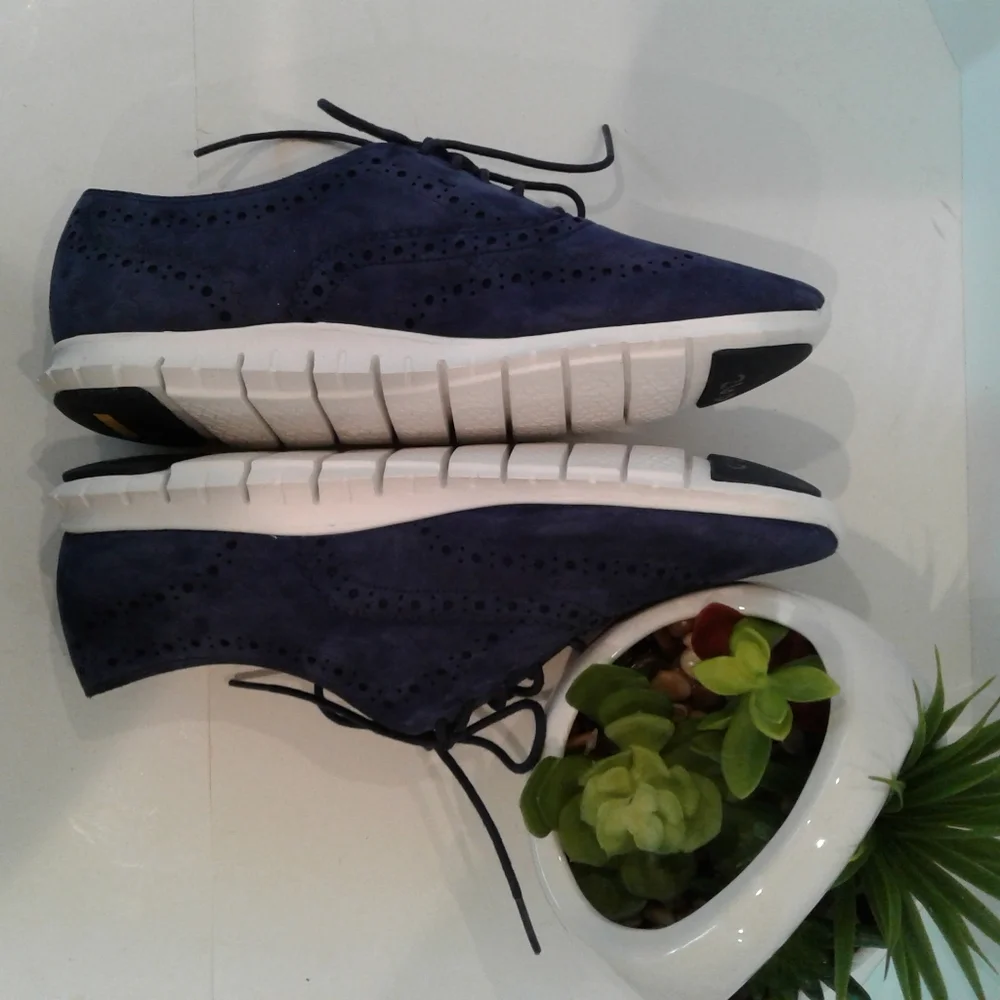 New! Cole Haan grand os blue leather Oxford sneakers shoes